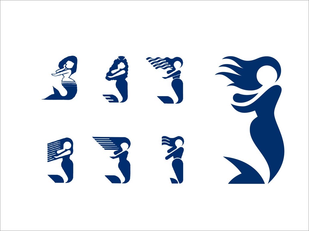 西班牙La Sirena冷冻食品品牌logo图形设计演化
