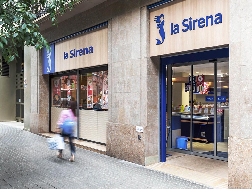 西班牙La Sirena冷冻食品品牌形象之店面门头设计