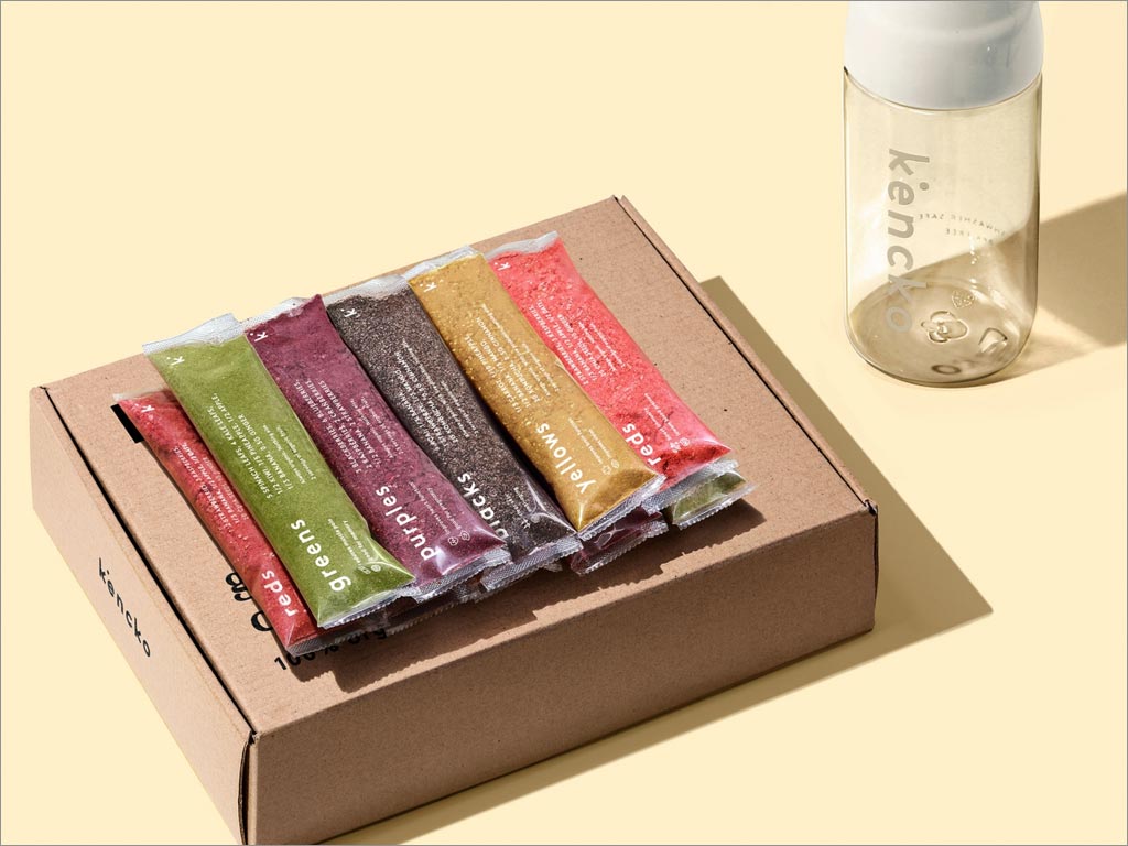 Kencko水果蔬菜速食冰沙固体饮料包装盒包装袋设计