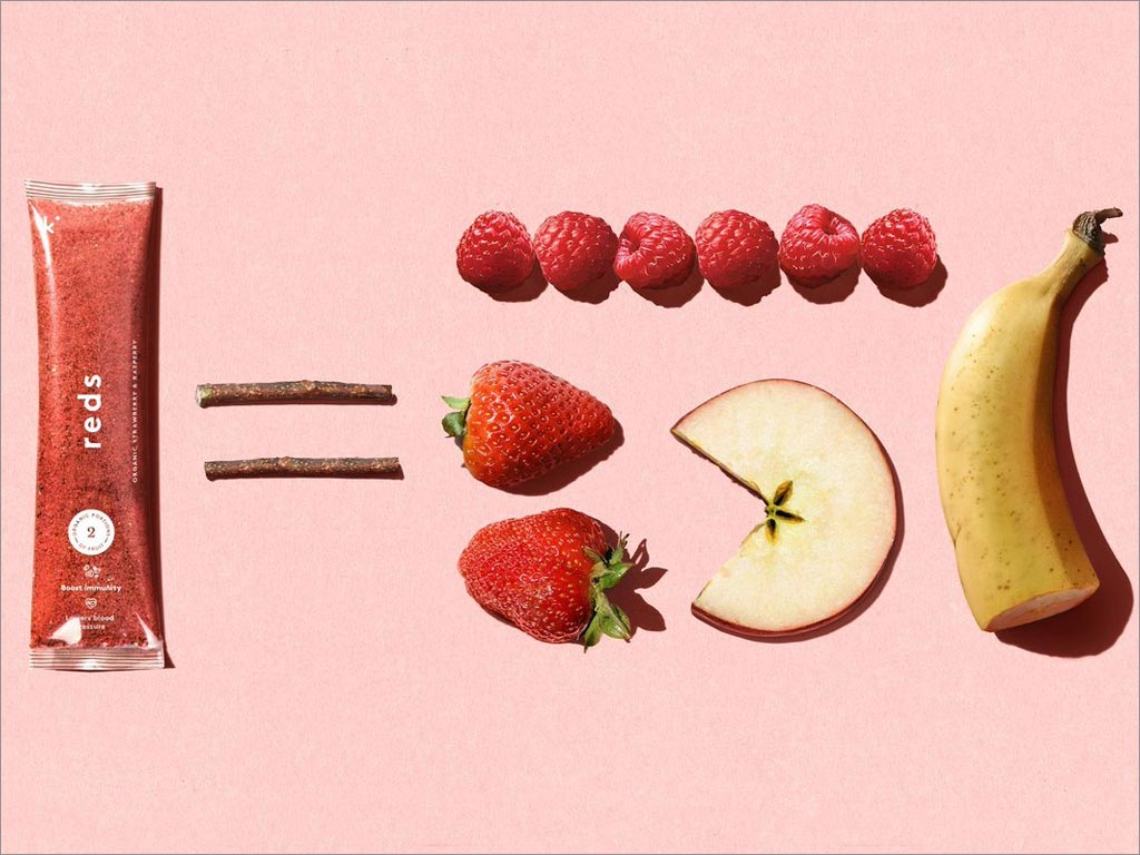Kencko水果蔬菜速食冰沙固体饮料包装设计之营养成分对比图