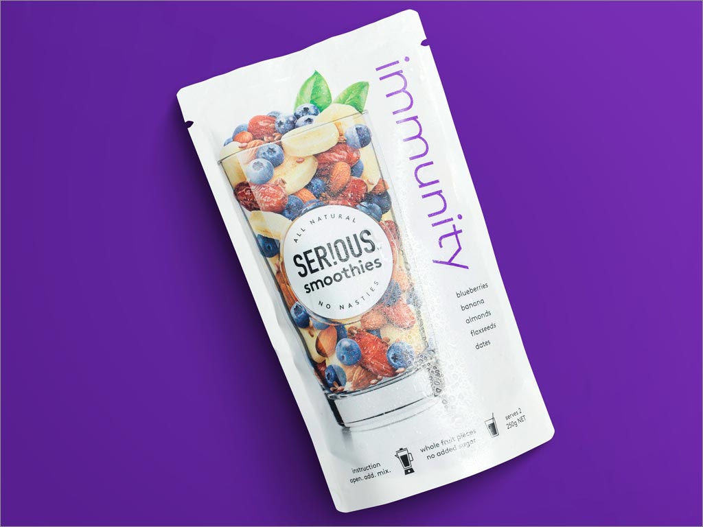 新西兰Serious Smoothies水果冰沙饮料包装设计