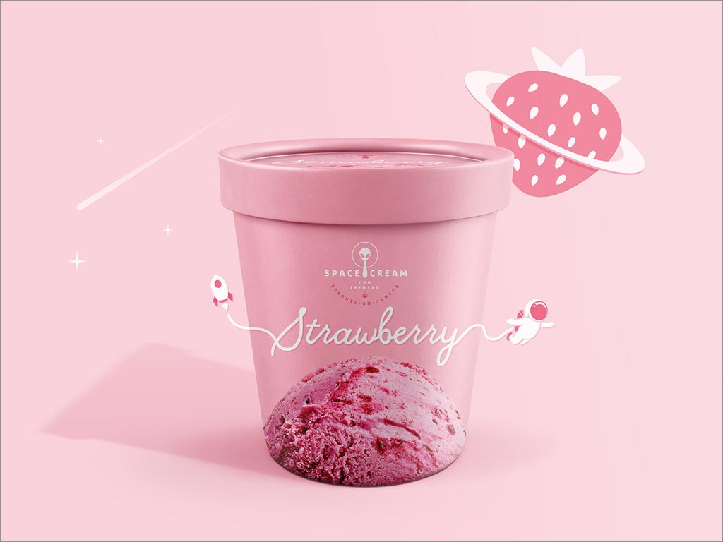 加拿大SpaceCream草莓味冰淇淋包装设计