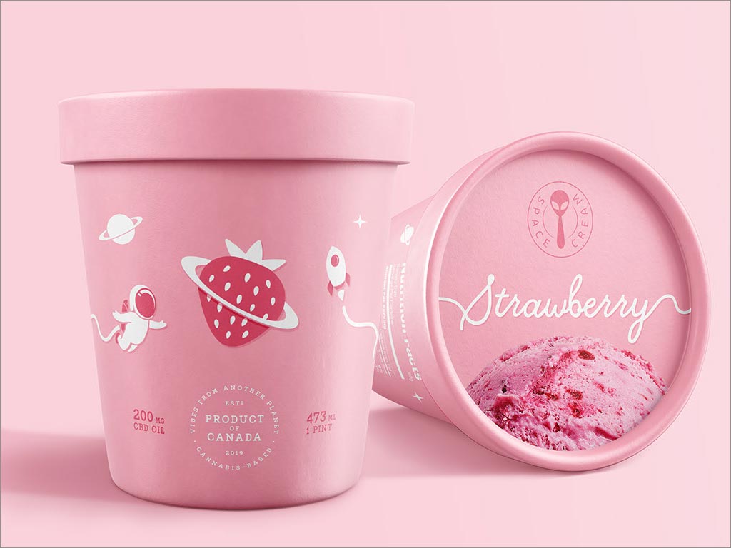 加拿大SpaceCream草莓味冰淇淋包装设计