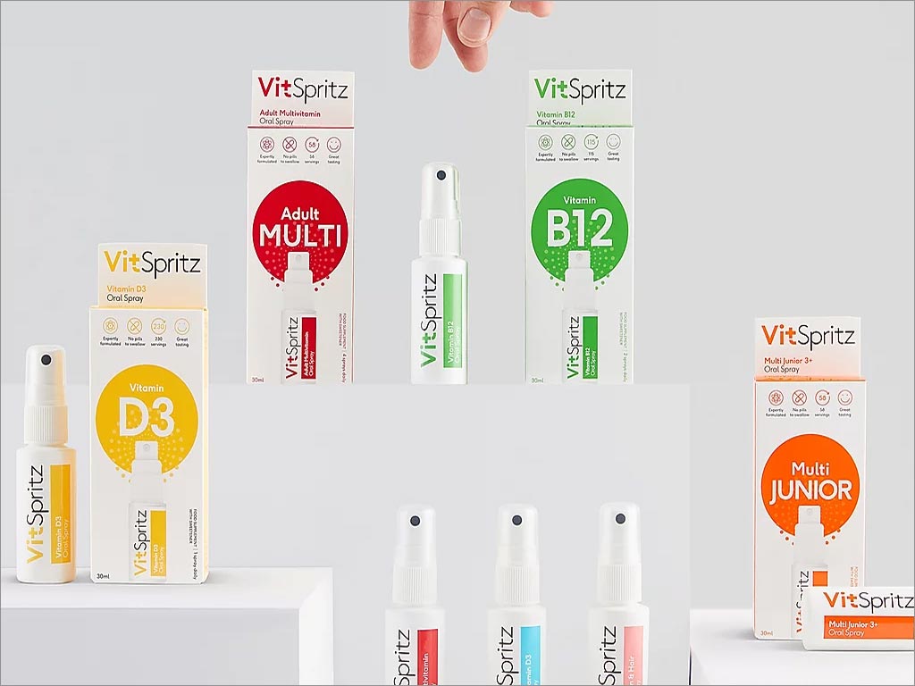 英国VitSpritz维生素口腔喷雾剂保健品瓶签外盒包装设计