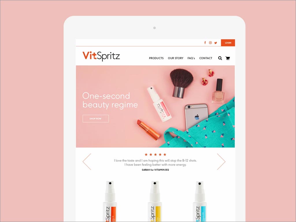 英国VitSpritz维生素口腔喷雾剂保健品网站页面设计
