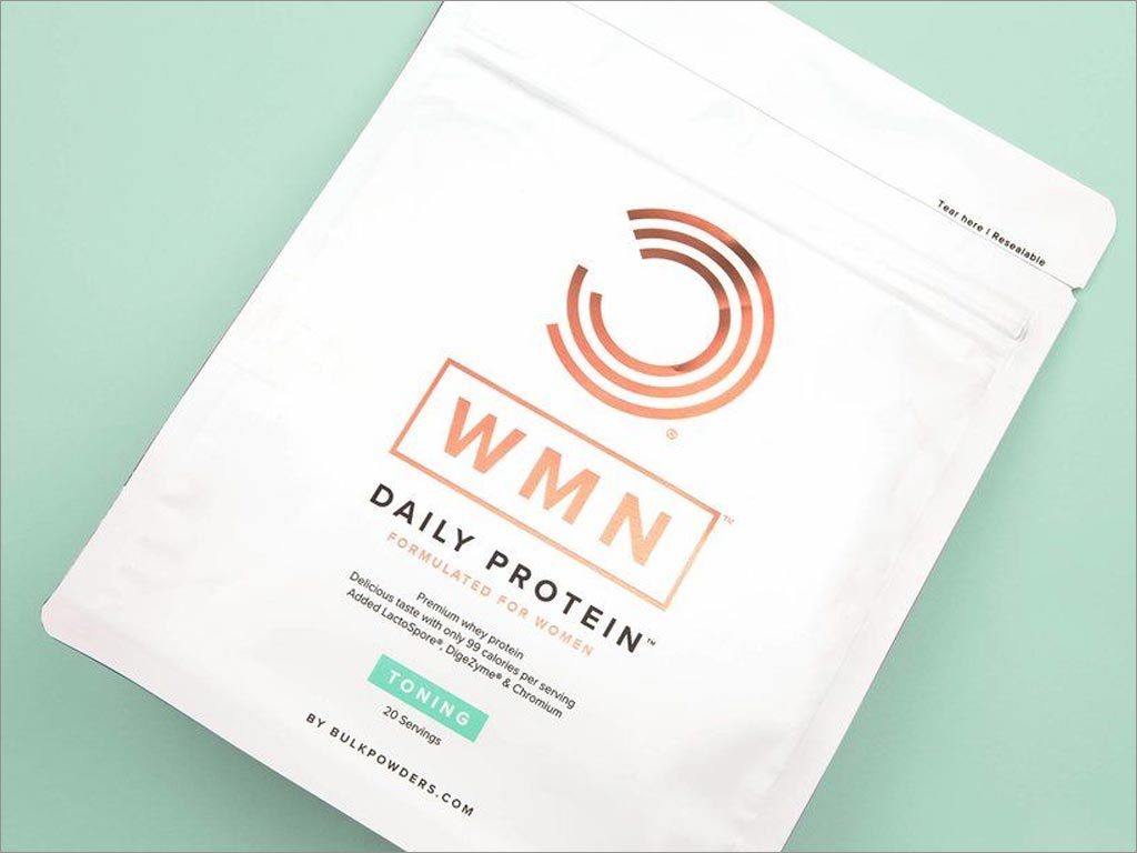 WMN蛋白女性运动营养品塑料袋包装设计