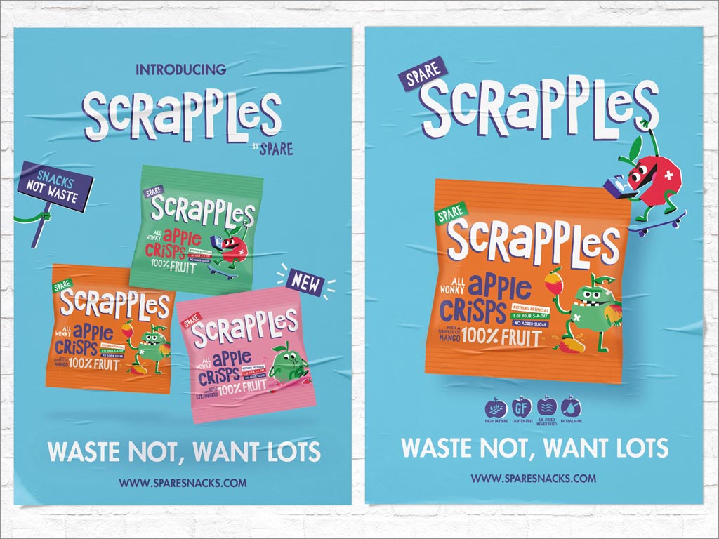 英国SCRAPPLES水果蔬菜脆片儿童休闲零食海报设计