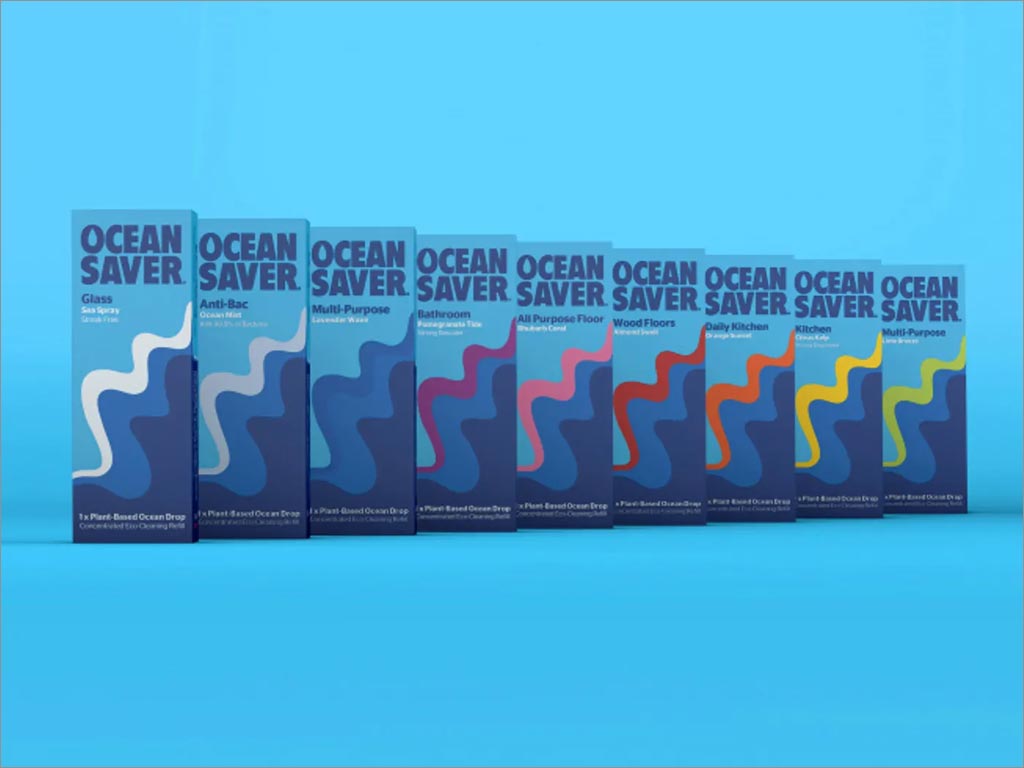 美国OceanSaver浓缩型家用清洁剂包装盒设计 