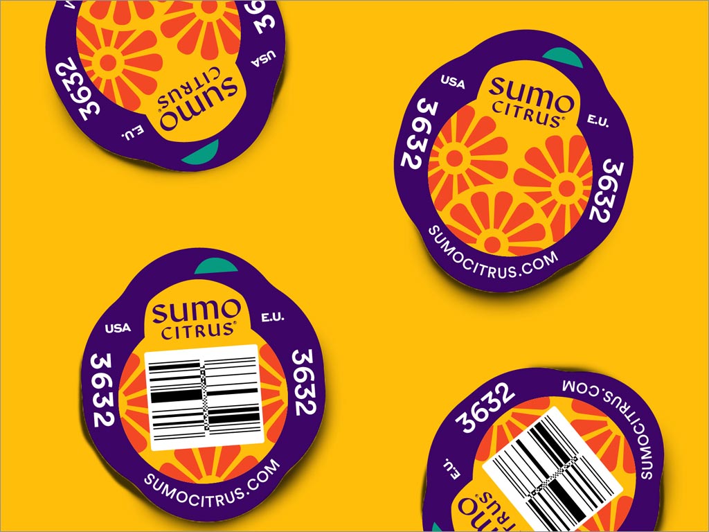 彰显日本传统的Sumo Citrus柑橘水果贴纸设计