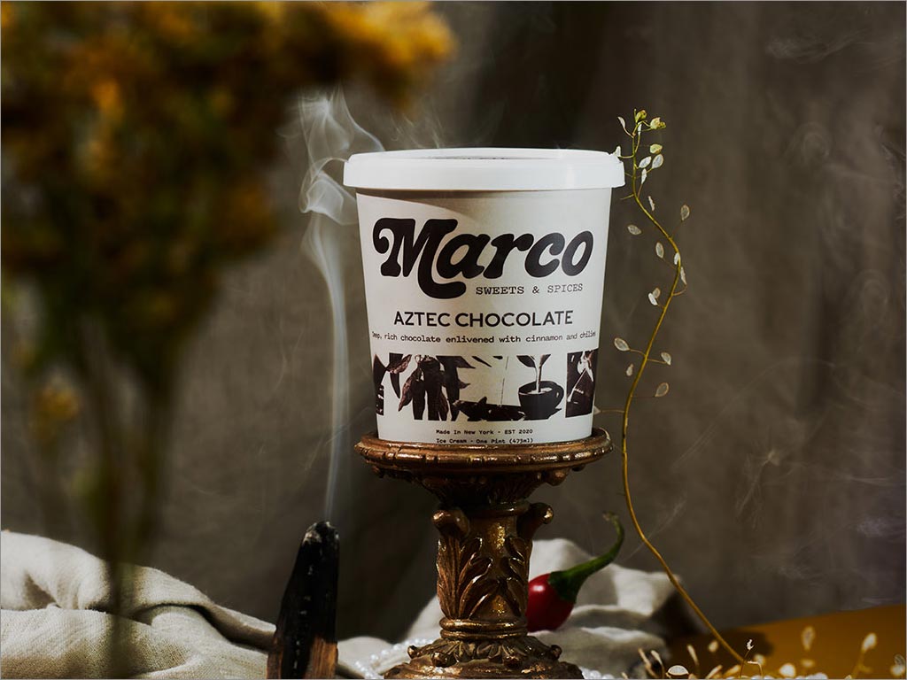 美国Marco Sweets＆Spices阿兹特克巧克力口味冰淇淋包装设计