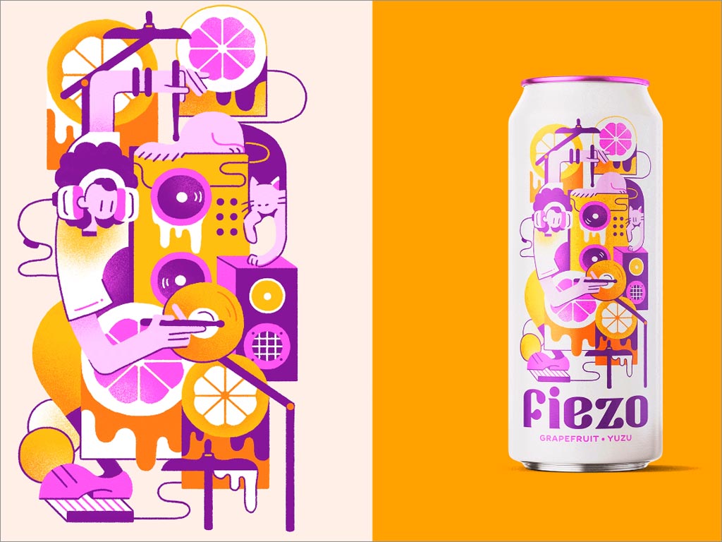  Fiezo葡萄柚子口味苏打水包装设计