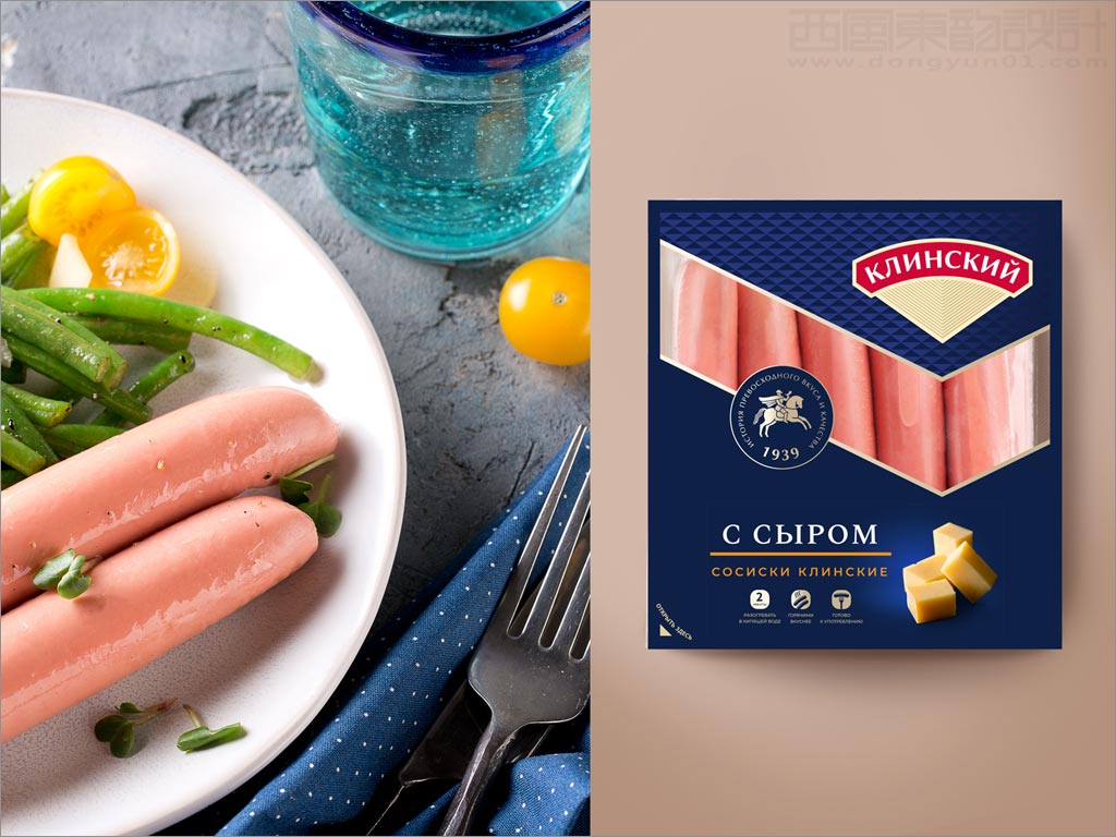 俄罗斯Klinsky火腿肠肉类食品包装设计