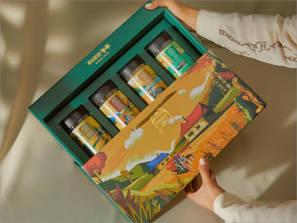 韩国大米杂粮农产品礼盒包装设计