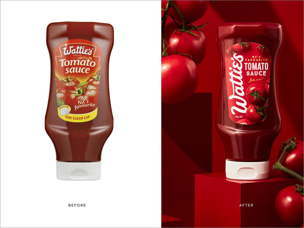 新西兰Wattie's番茄酱品牌新旧logo与包装设计对比