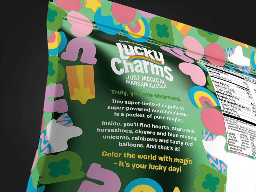 美国Lucky Charms Just Magical棉花糖包装设计之背面细节展示