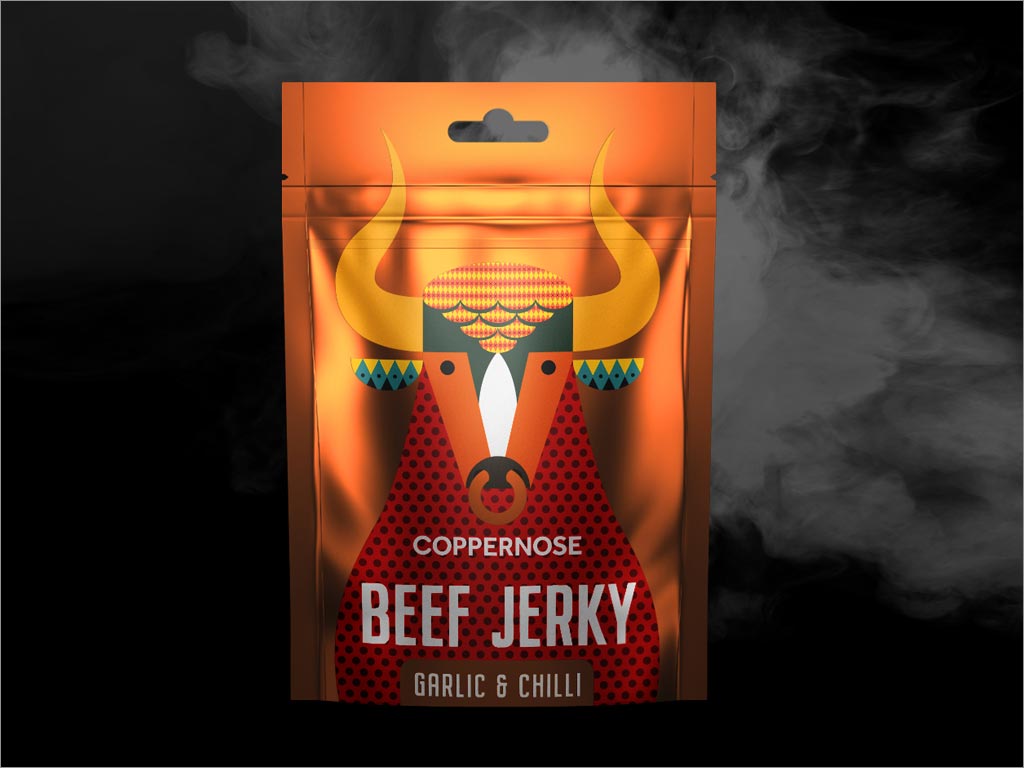 英国Coppernose beef Jerky香辣味牛肉干休闲食品包装设计