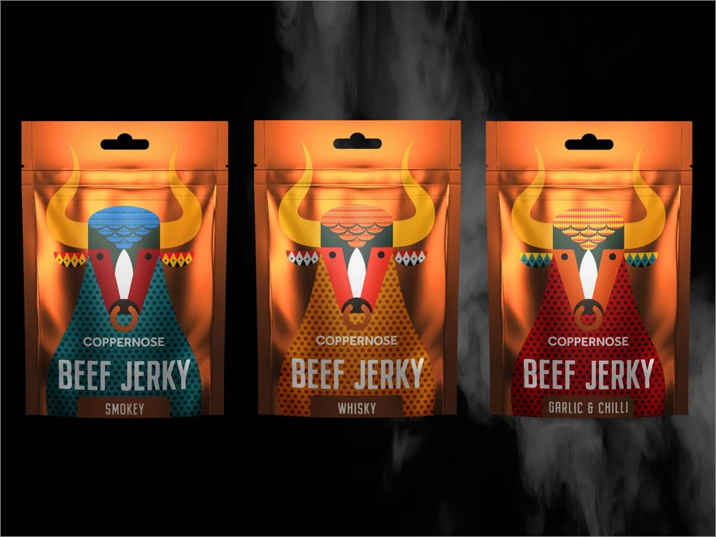 英国Coppernose beef Jerky系列牛肉干休闲食品包装设计