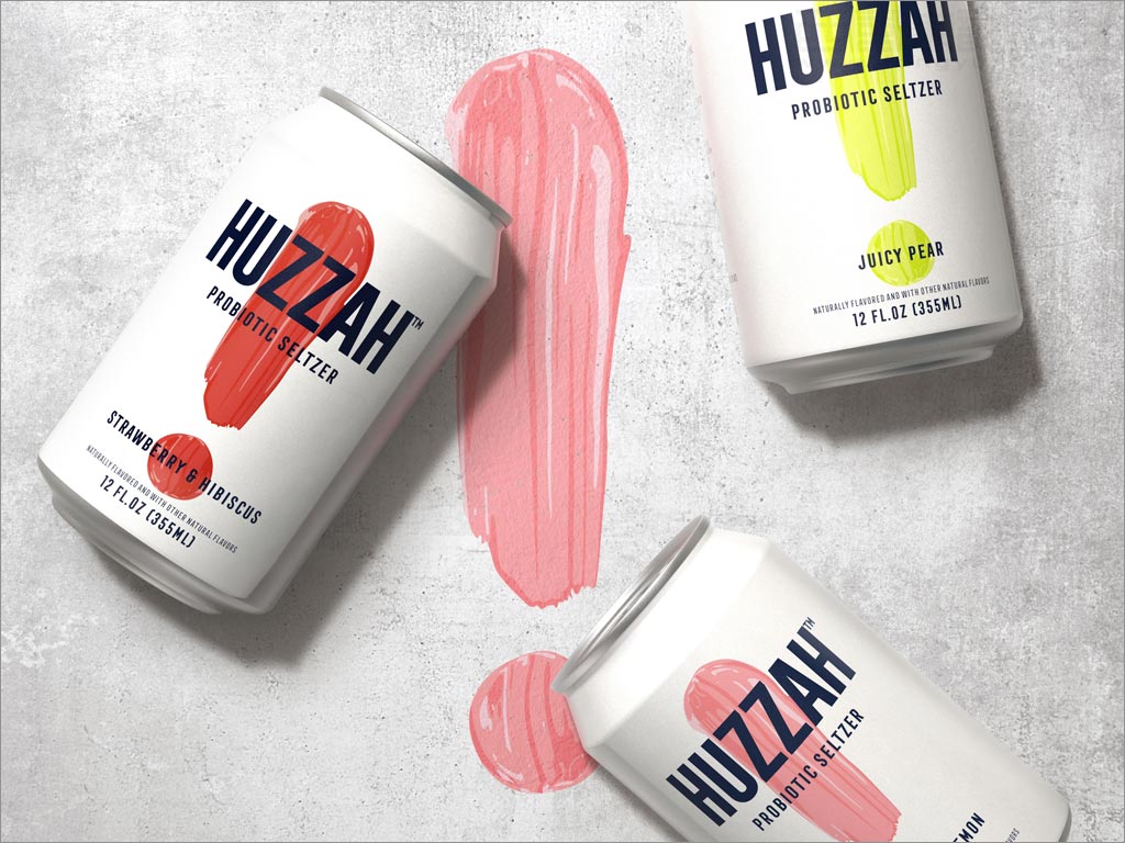 美国HUZZAH覆盆子味功能性益生菌苏打水饮料包装设计之实物照片