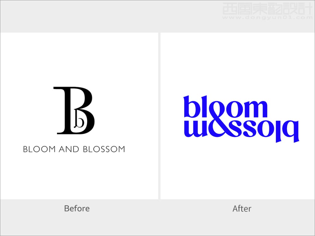 英国Bloom and Blossom护肤品新旧logo设计对比