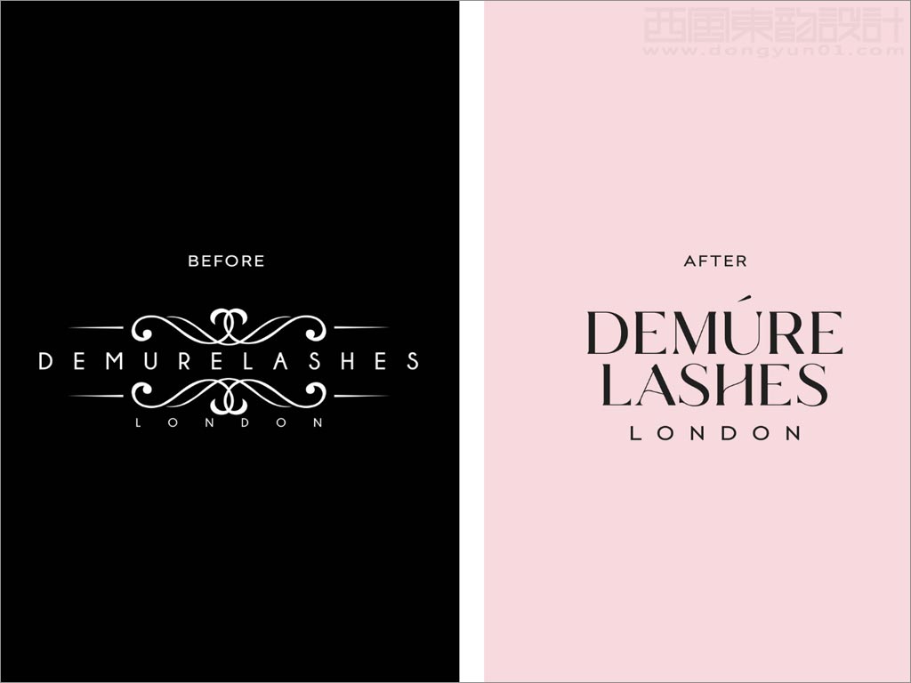 Demure Lashes假睫毛新旧品牌logo设计对比