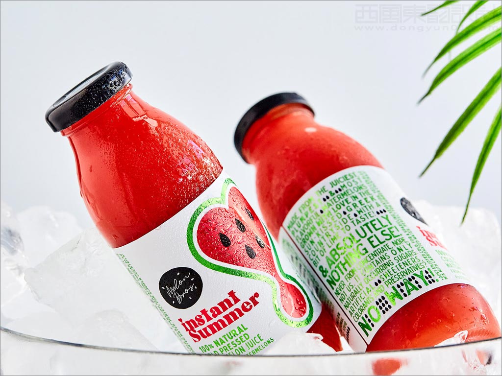 Instant Summer的西瓜汁果汁饮料包装设计之正面与背面展示