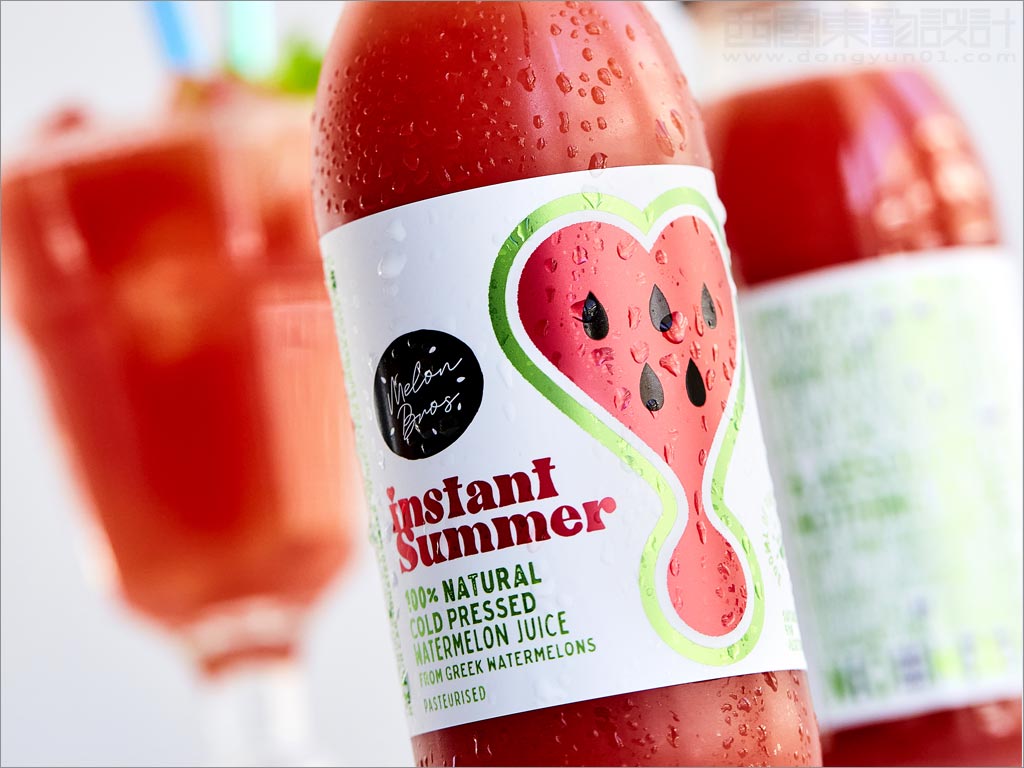 Instant Summer的西瓜汁果汁饮料瓶签包装设计