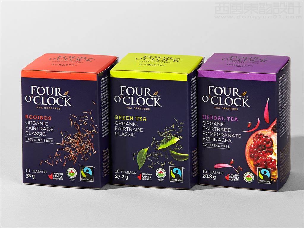 加拿大Four O'Clock有机茶饮品包装盒设计