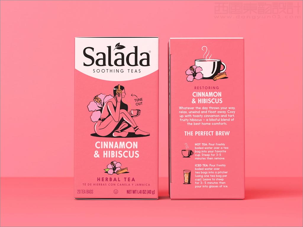美国Salada桂皮木槿舒缓凉茶包装设计之正面与背面
