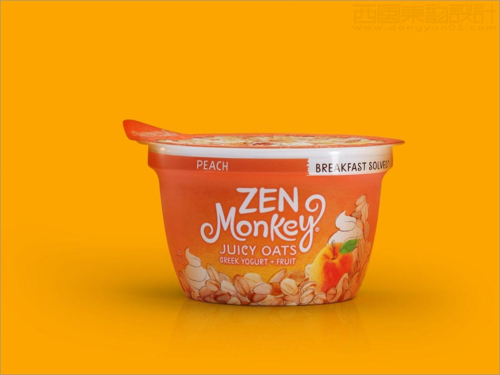 美国zen monkey黄桃麦片早餐速食粥包装设计