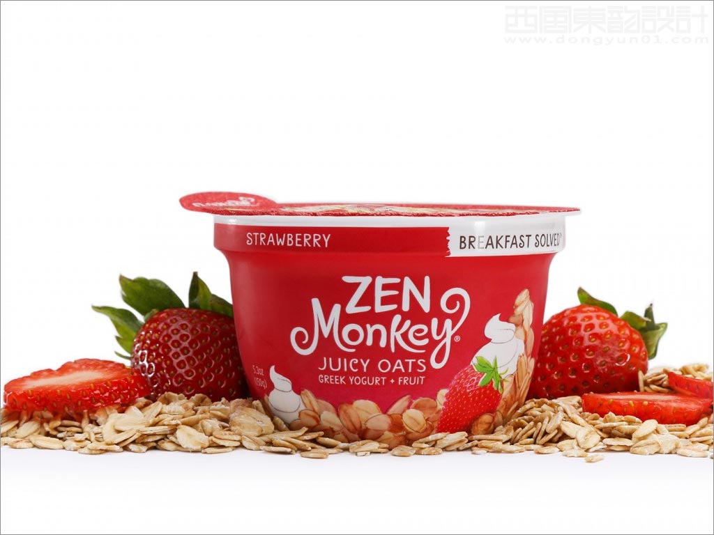 美国zen monkey草莓麦片早餐速食粥包装设计