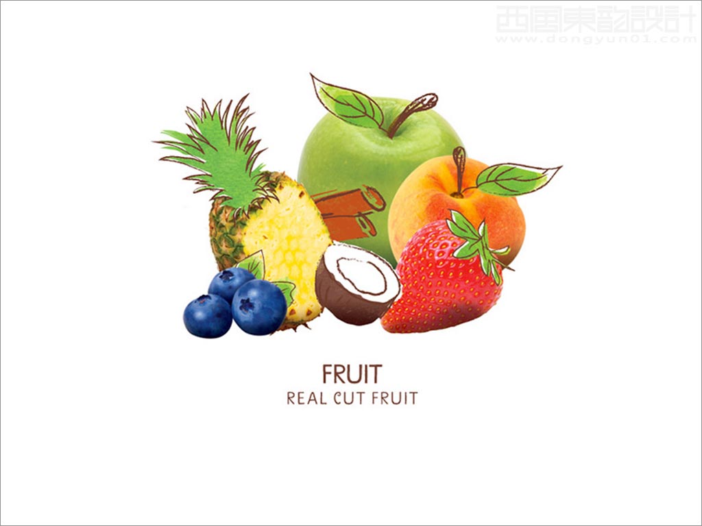 美国zen monkey早餐速食粥包装设计之水果插图设计