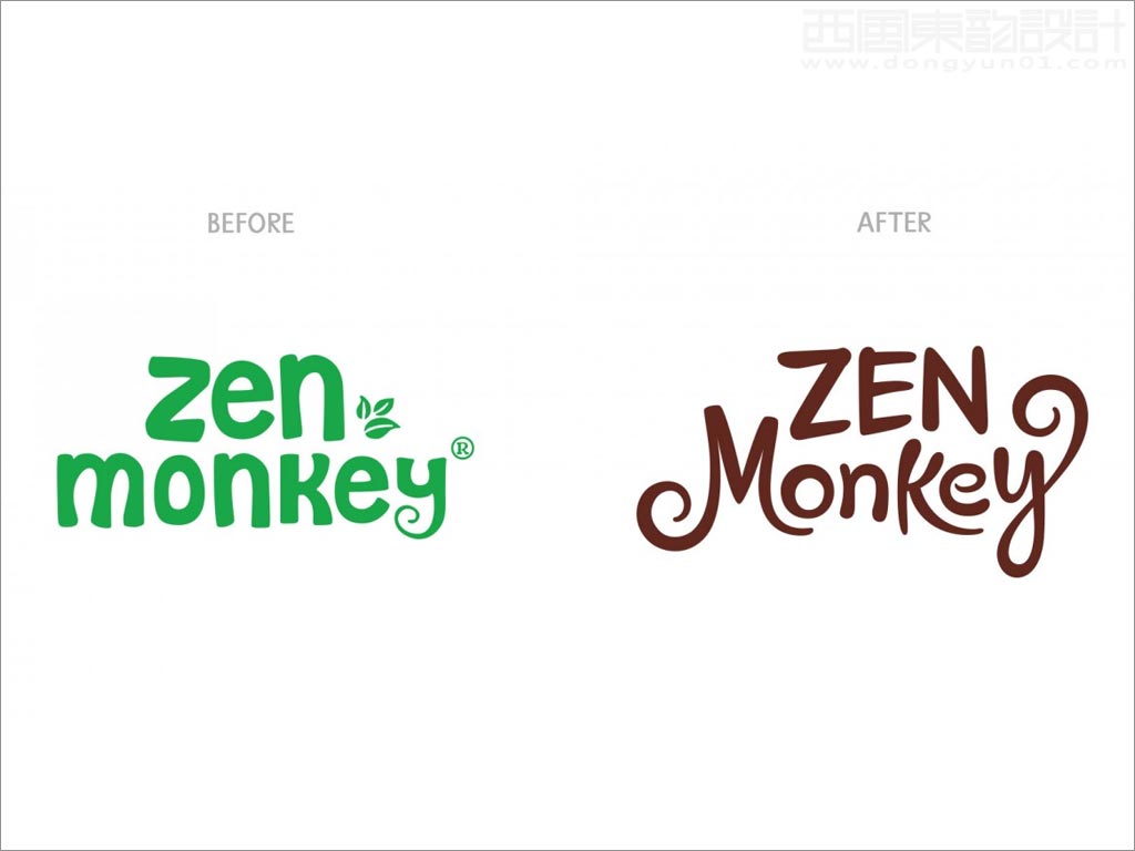 美国zen monkey早餐速食粥新旧logo设计对比