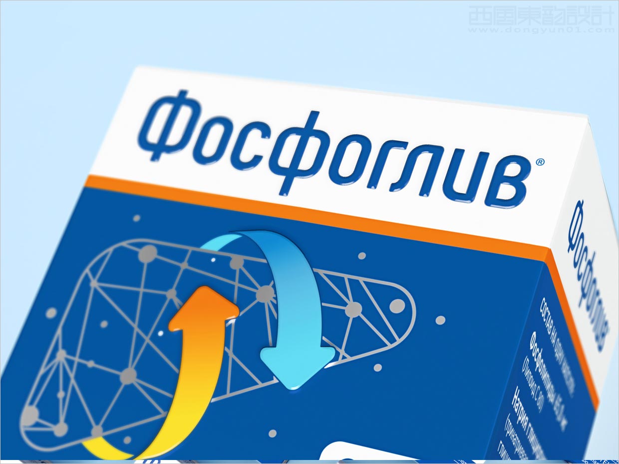 俄罗斯磷脂酰胆碱肝保护剂药品包装设计之局部特写