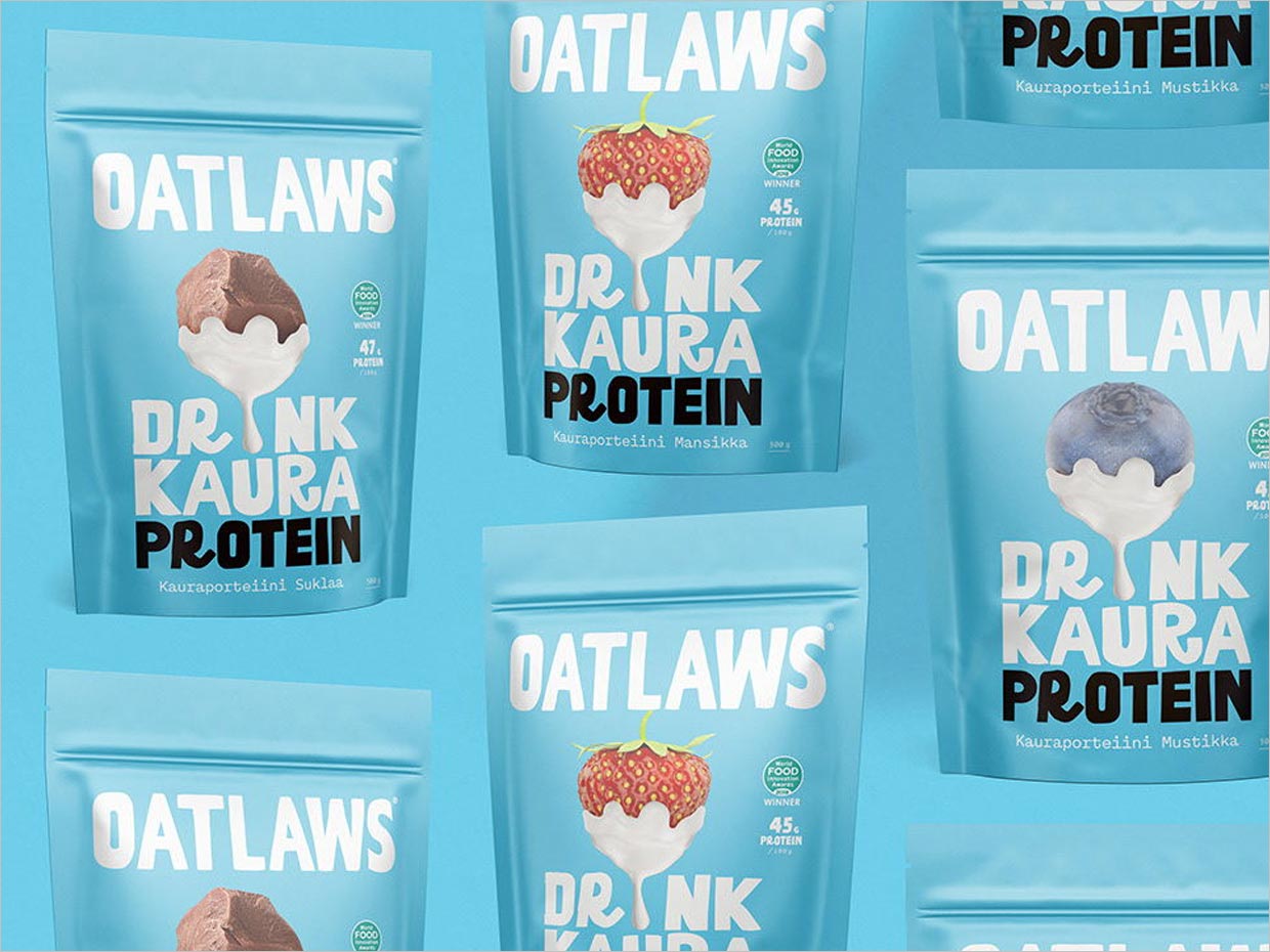 芬兰Outlaws燕麦牛奶巧克力食品包装袋设计