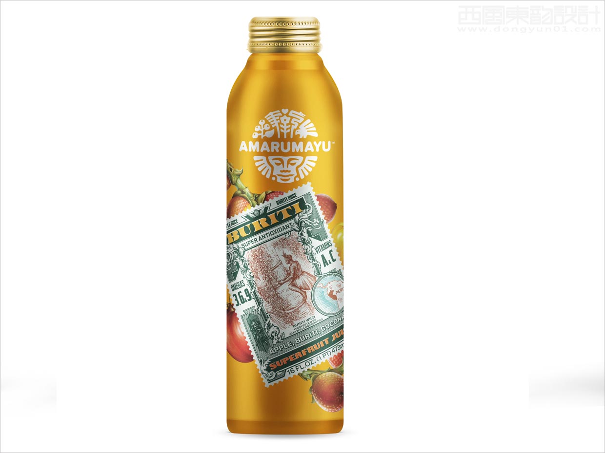 秘鲁Amarumayu苹果与buriti功能性果汁饮料瓶标包装设计
