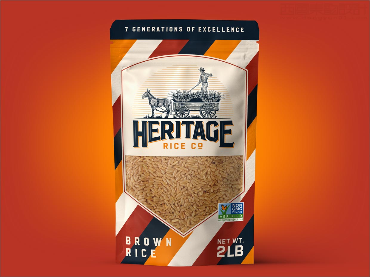 美国Heritage糙米农产品包装设计