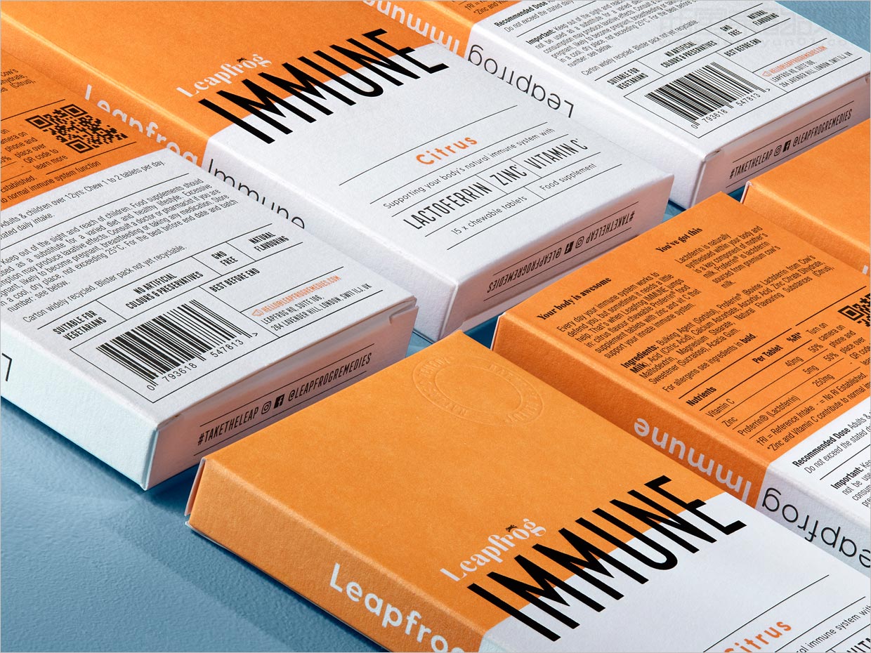 美国Leapfrog免疫支持保健补品包装盒设计