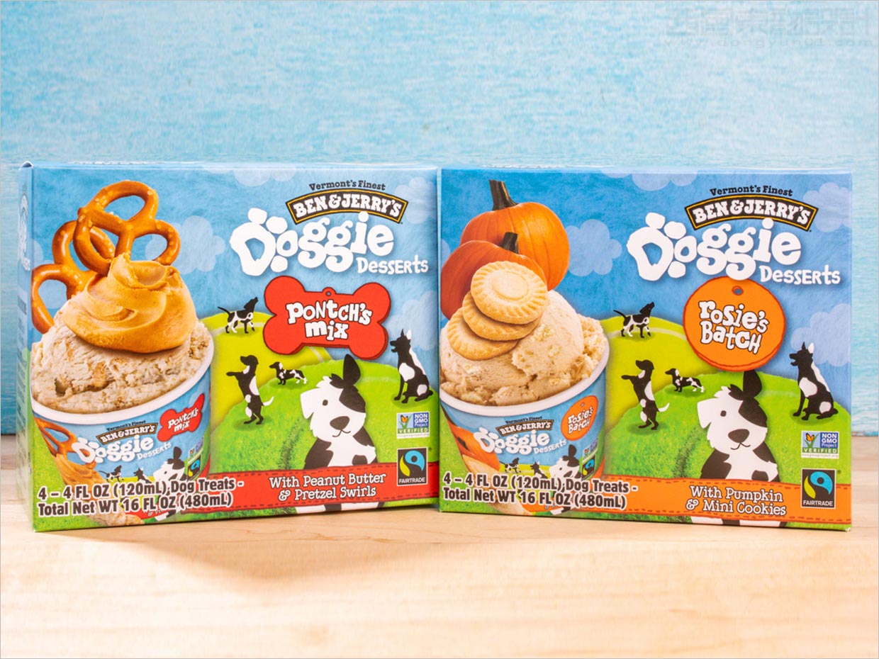 美国Doggie Desserts宠物狗冰淇淋食品包装盒设计