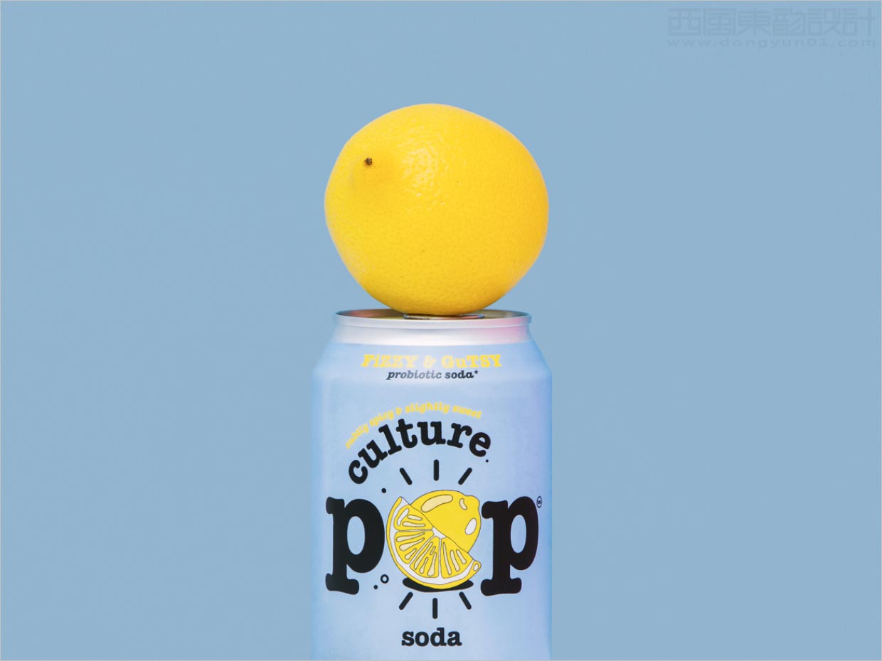 美国Culture POP柠檬口味功能性益生菌苏打水包装设计