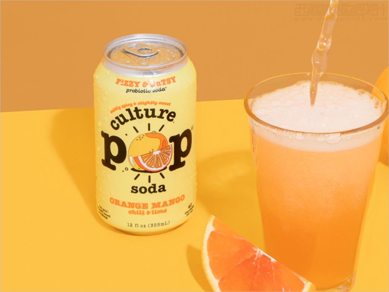 美国Culture POP橘子芒果口味功能性益生菌苏打水包装设计