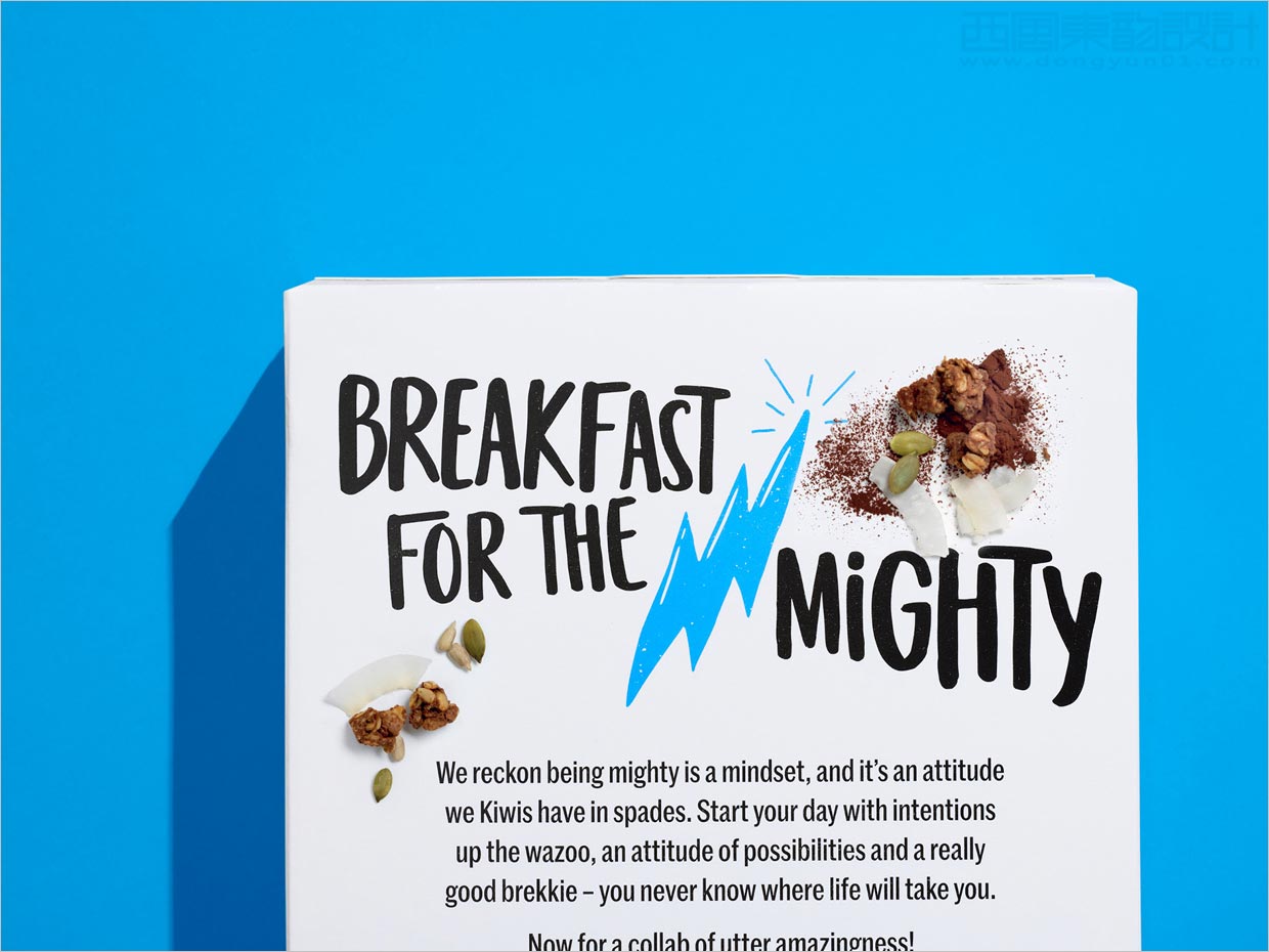 新西兰Be Mighty谷物早餐包装盒设计之局部细节展示