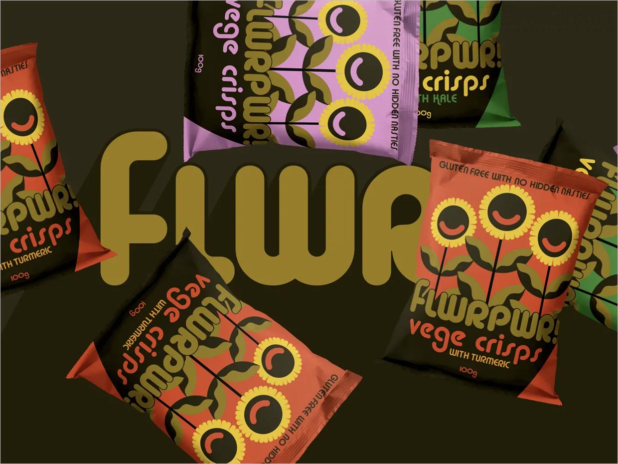 美国FLWRPWR Vege Crisps蔬菜水果脆片包装设计