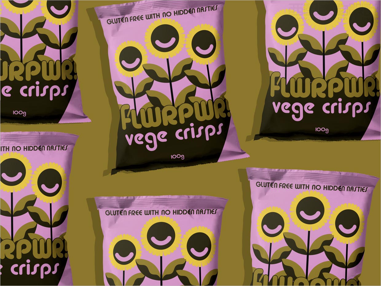 美国FLWRPWR Vege Crisps蔬菜水果脆片包装袋设计