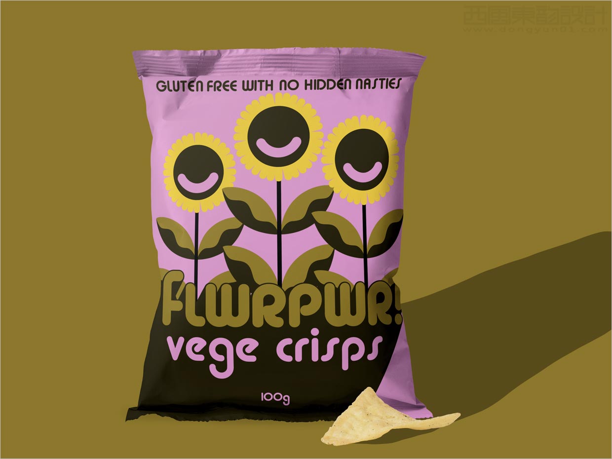 美国FLWRPWR Vege Crisps蔬菜水果脆片包装袋设计