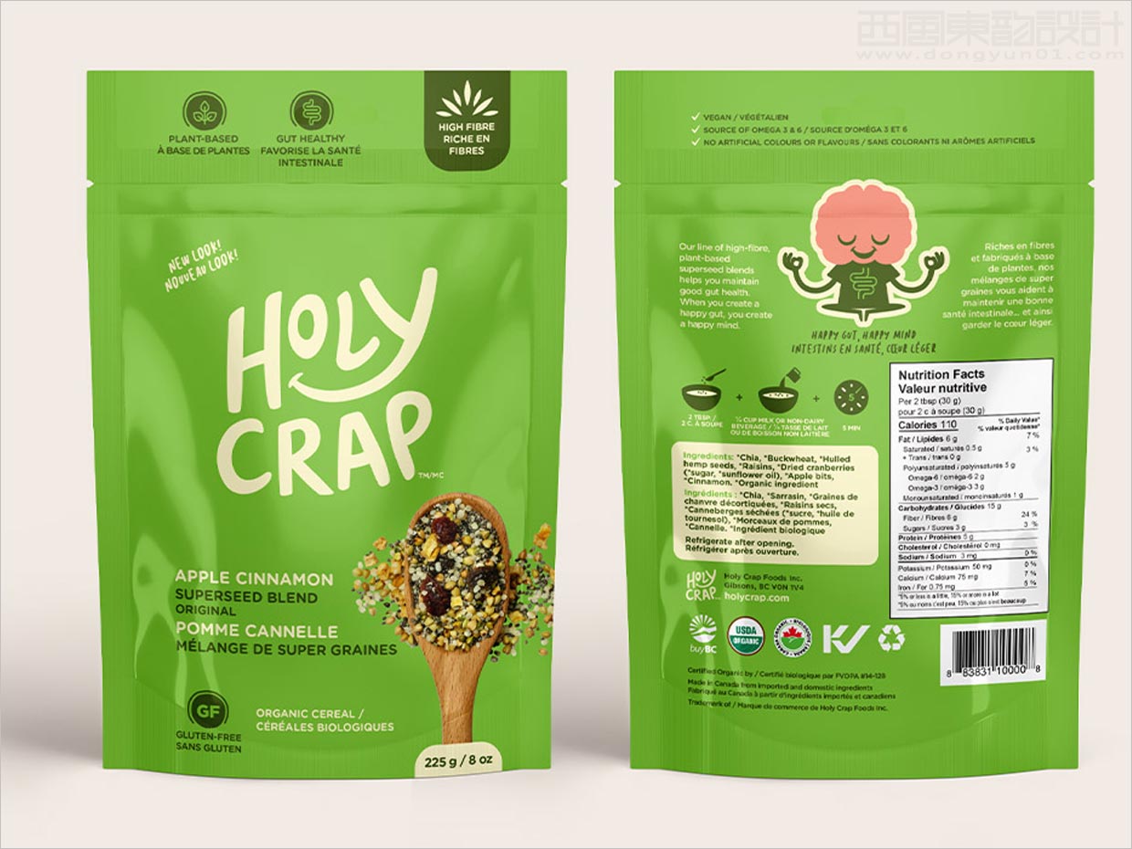 加拿大Holy Crap五谷杂粮食品包装设计之正面与背面展示