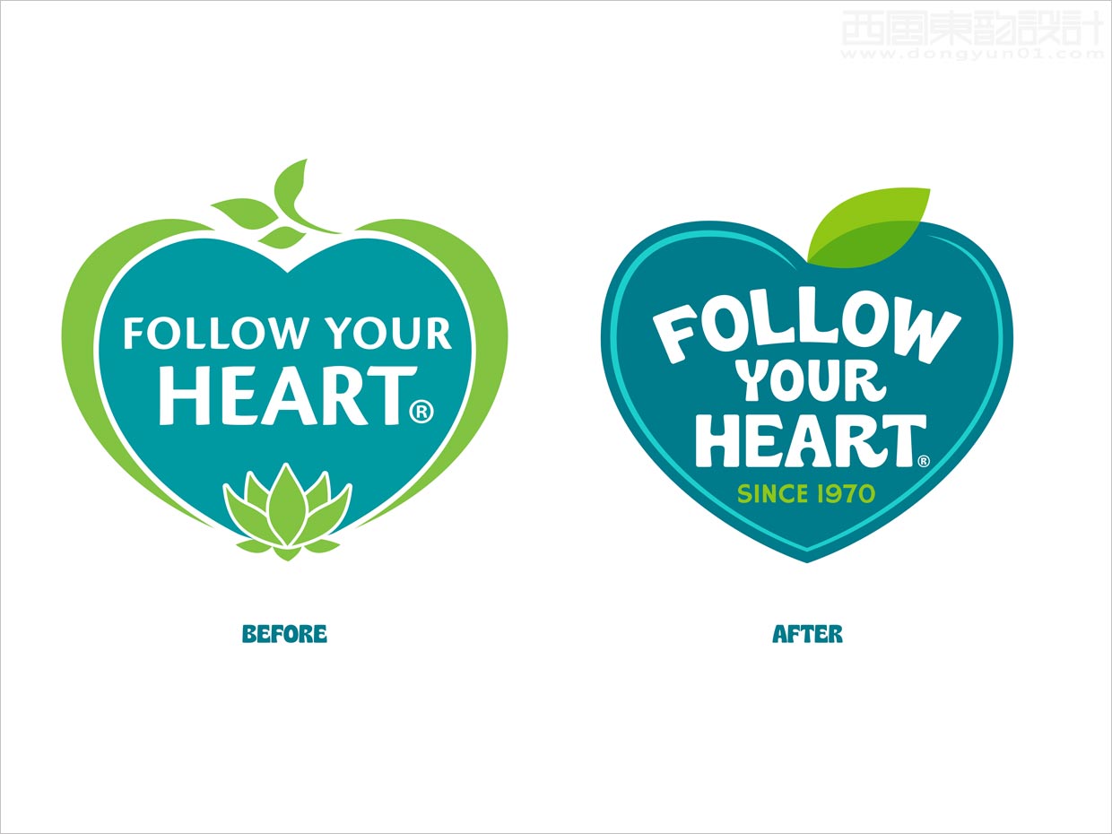 美国Follow Your Heart素食产品logo设计之新旧logo对比