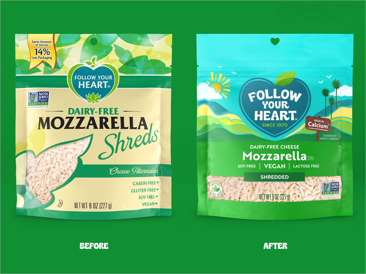 美国Follow Your Heart新旧素食产品包装袋设计对比
