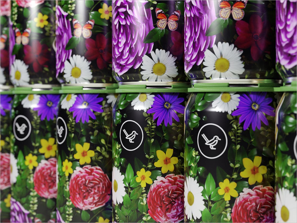 展示花艺的韩国Bring Spring精酿啤酒包装设计