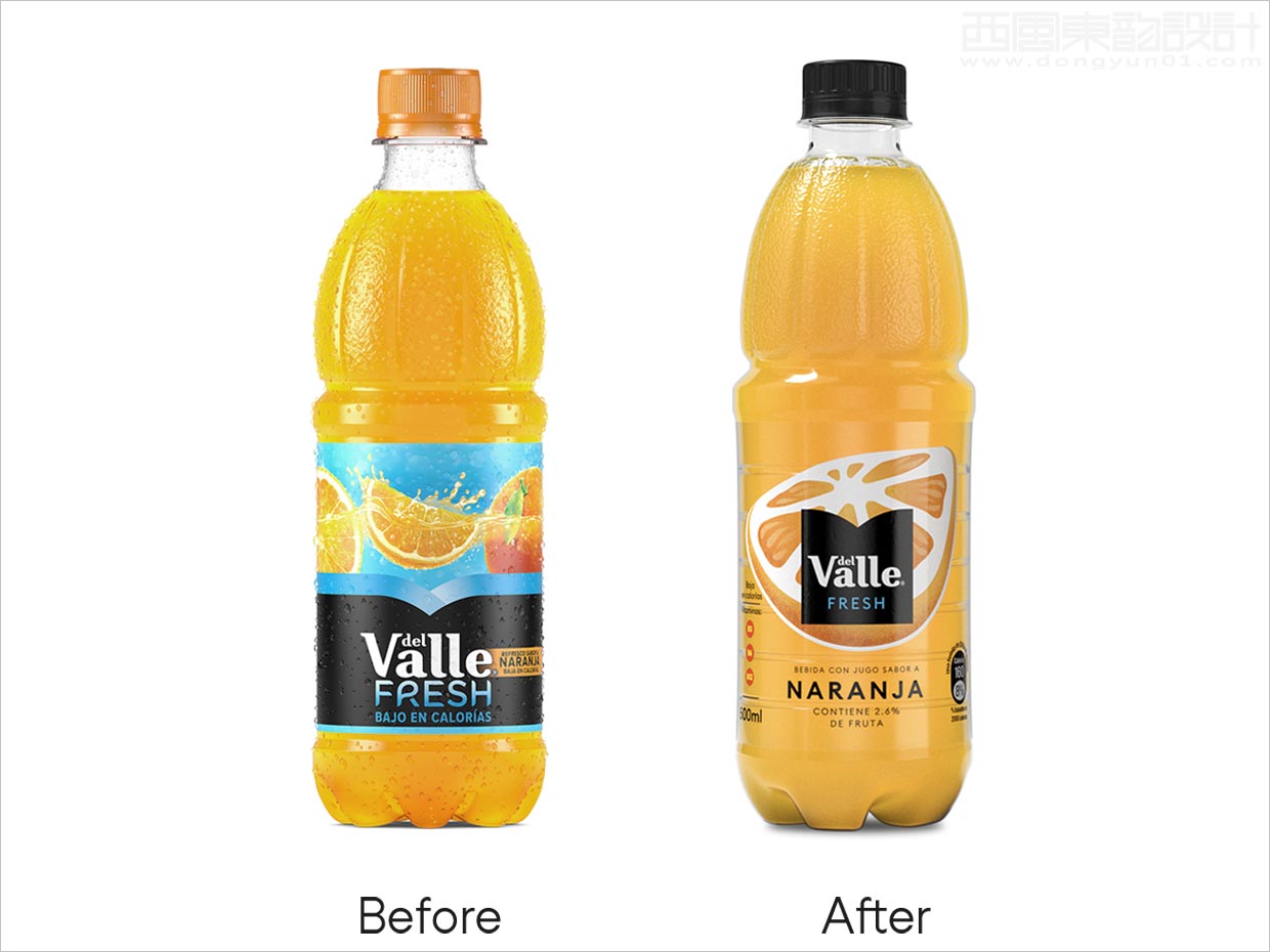 可口可乐公司Del Valle新旧果汁饮料包装设计对比