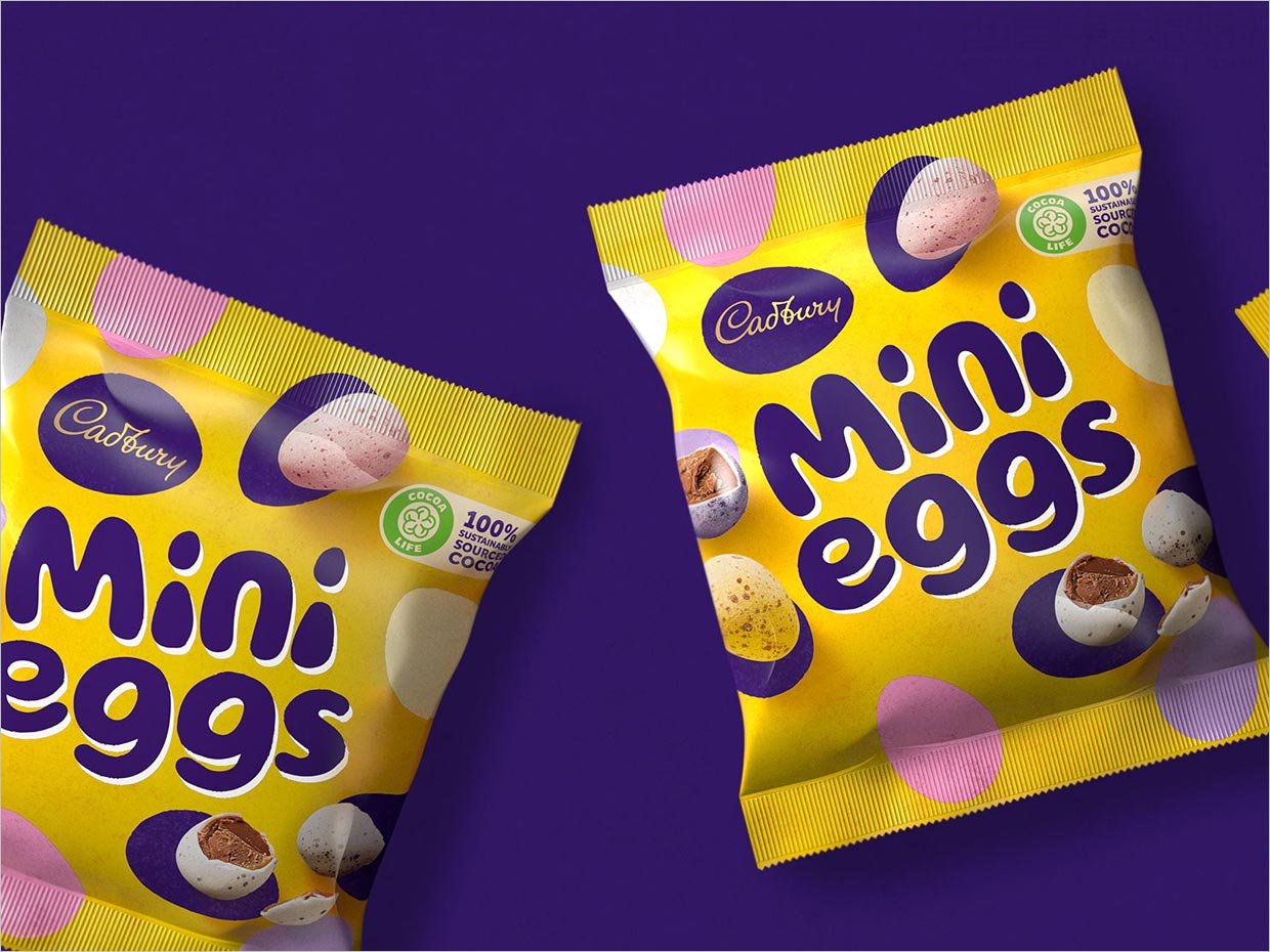 吉百利Mini Eggs牛奶巧克力包装袋设计